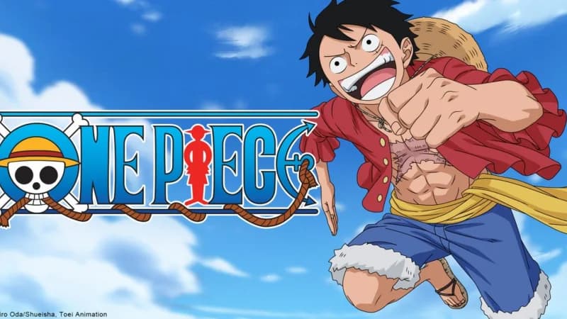 One Piece key art with Luffy under the series logo