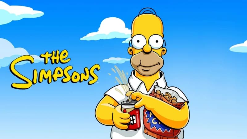 The Simpsons key art with Homer beside the logo
