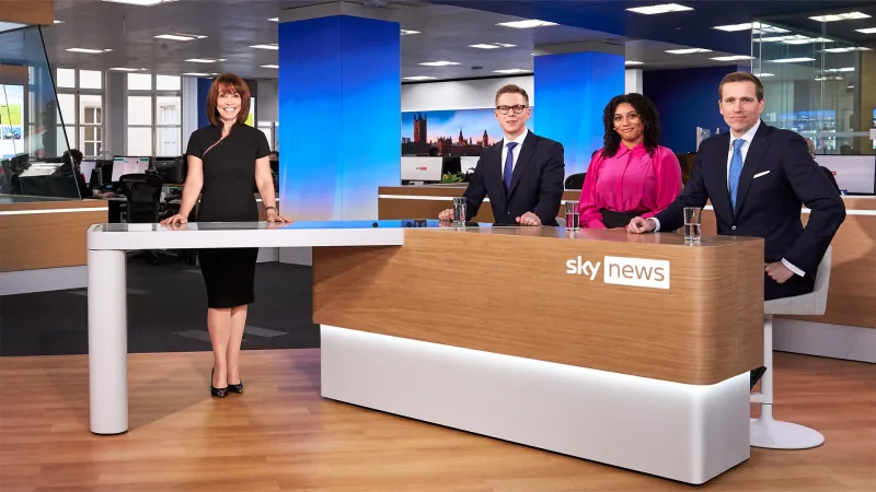 Sky News presenters at the studio desk