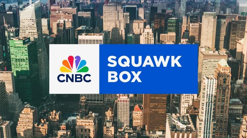 CNBC Squawk Box key art over the Manhattan skyline