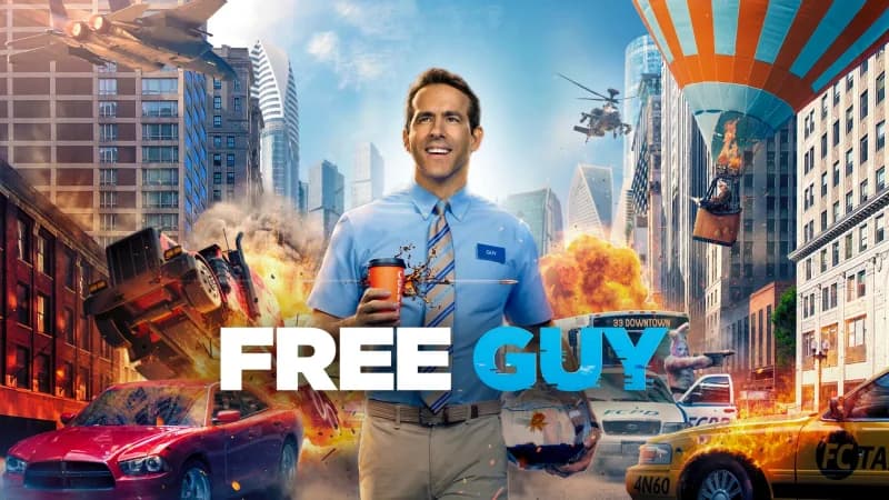Free Guy key art with Ryan Reynolds