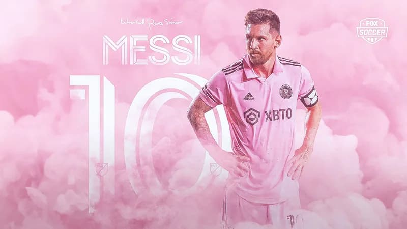 Football key art: Lionel Messi in the Inter Miami shirt