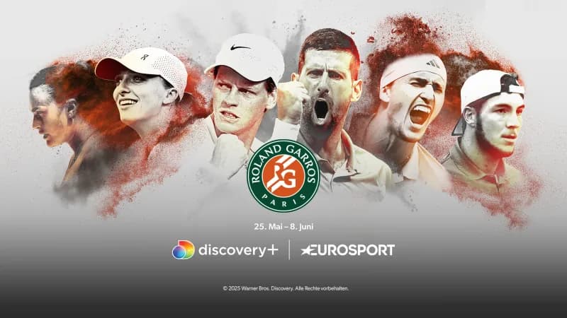 Roland-Garros key art with six leading tennis players