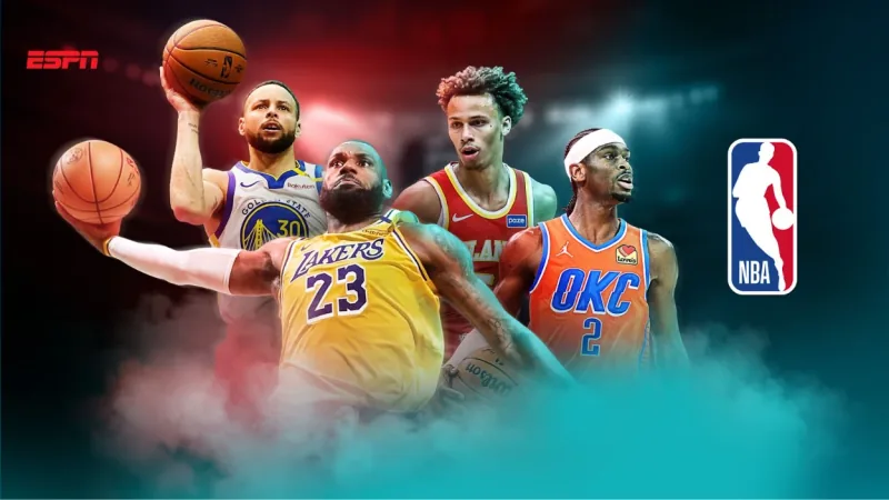NBA key art with five leading basketball players